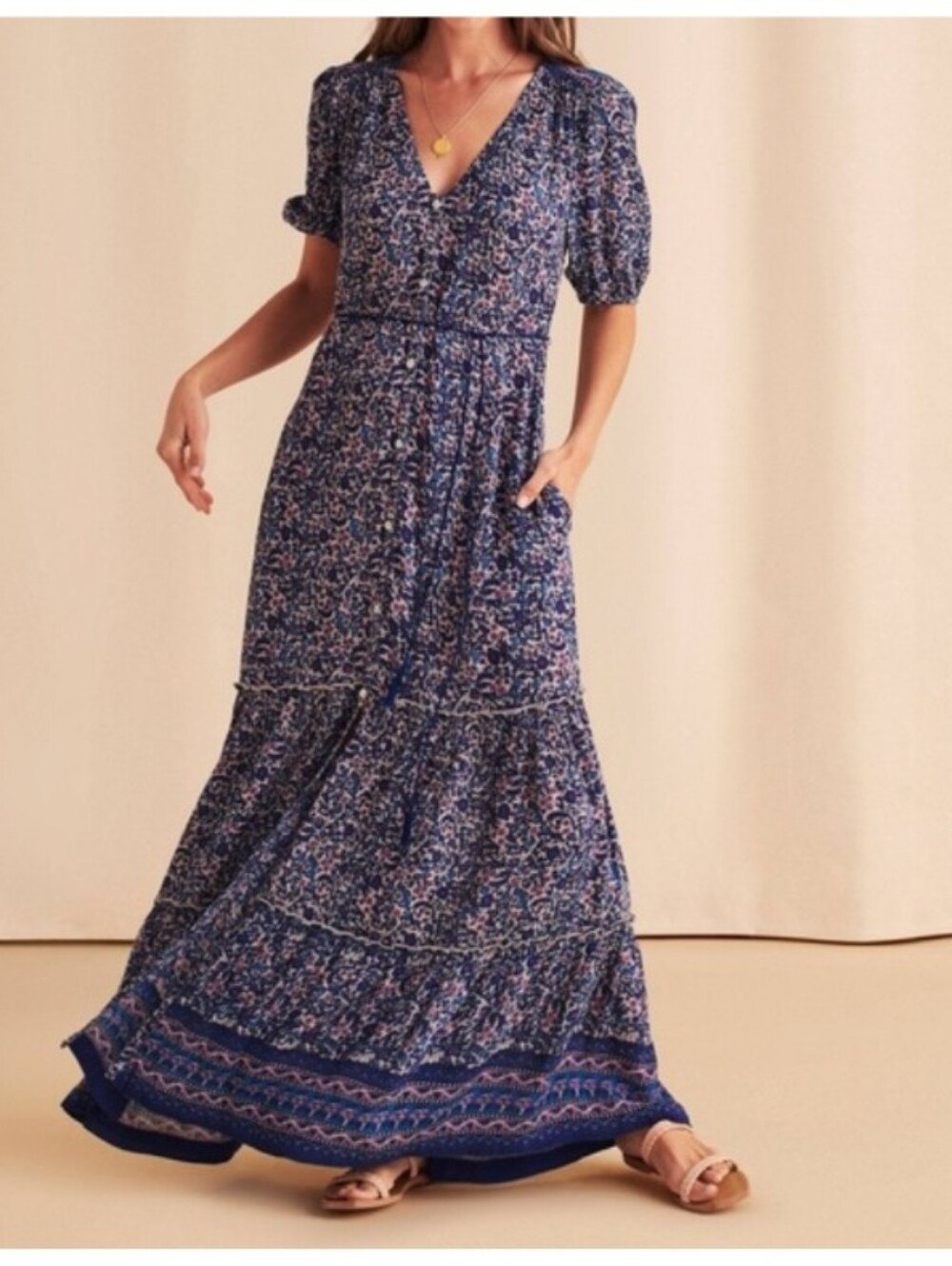 Faherty Orinda Button Down Maxi Dress Short Sleeve
